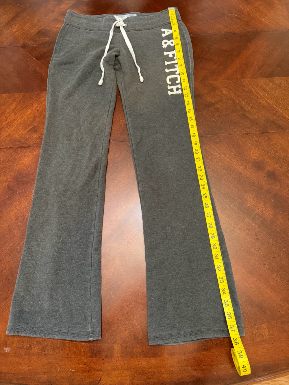 Abercrombie & Fitch Y2K Vintage Women Charcoal Gray Lounge Pants with White Logo - Picture 2 of 6